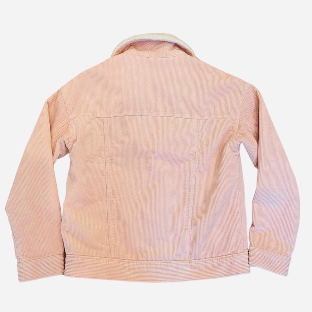 PacSun Pink Corduroy Sherpa Lined Trucker Jacket Faux Fur Oversized XS S - Picture 3 of 8
